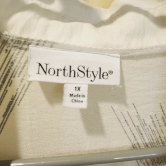 NorthStyle White Button down Roll up Sleeves tunic Shirt Plus Size 1X - Picture 4 of 13